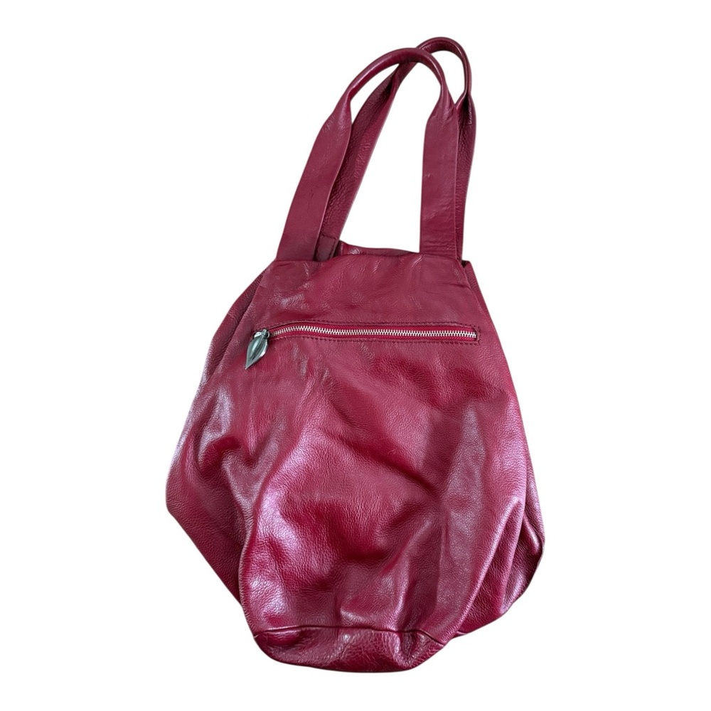 Neta Sade Women’s Burgundy Leather Hobo Bucket Bag